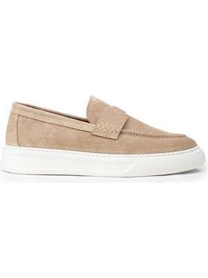 Deery Erkek Hakiki Süet Bej Loafer Ayakkabı - 02043MBEJP03
