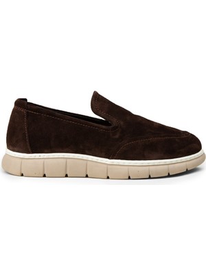 Deery Erkek Hakiki Süet Kahverengi Loafer Ayakkabı - 02044MKHVE01