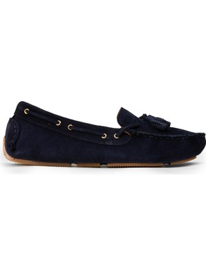 Deery Kadın Hakiki Süet Lacivert Püsküllü Loafer - DL506ZLCVC01