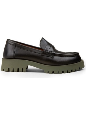 Deery Kadın Yeşil Hakiki Deri Loafer Ayakkabı - 02034ZYSLC01