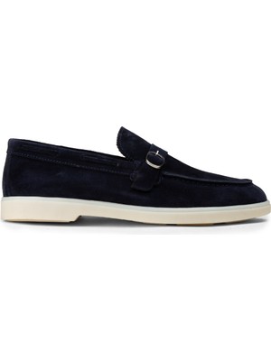 Deery Erkek Hakiki Süet Lacivert Tokalı Loafer - 02031MLCVC01