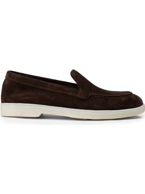 Deery Kadın Hakiki Süet Kahverengi Loafer Ayakkabı - 02039ZKHVC01