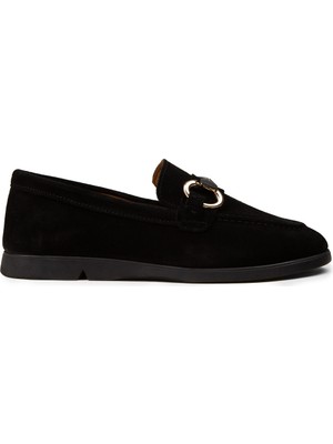 Deery Kadın Hakiki Süet Siyah Toka Detaylı Loafer - K5300ZSYHC01
