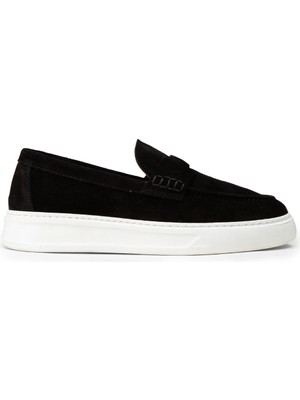 Deery Erkek Hakiki Süet Siyah Loafer Ayakkabı - 02043MSYHP02