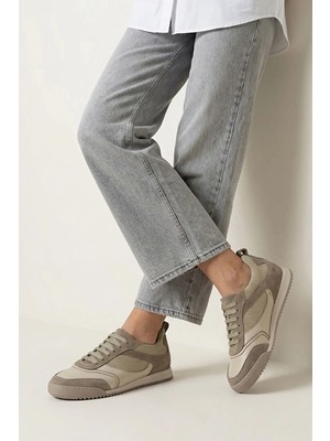 Ziya, Kadın Hakiki Deri Günlük Sneaker 1611022Z2709 Bej