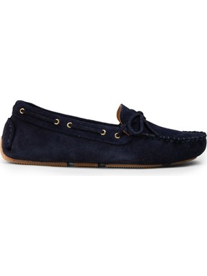 Deery Kadın Hakiki Süet Lacivert Loafer Ayakkabı - DL505ZLCVC01