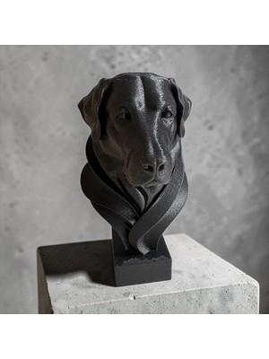 Major Hobi 3D Baskı Labrador Köpek Büst Biblo Modern Dekoratif Heykel Siyah Masa Üstü