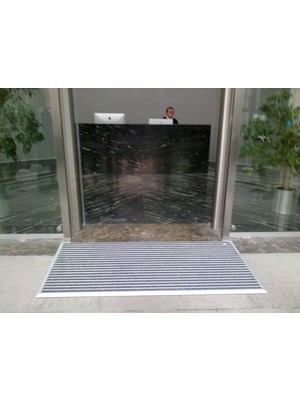 Herbert Weber Delüks Slim Alüminyum Paspas Antrasit  Kaymaz Giriş Paspası Yoğun Trafik Gri Halılı