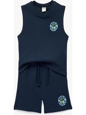 Koton Erkek Bebek Bisiklet Yaka Kolsuz Baskılı Pamuklu Atlet ve Şort Takımı - 2'li Set