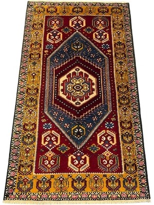 Burak Halı El Dokuma Sıfır Yahyalı Halısı 95X165 Kök Boya %100 Yün Halı Renkli