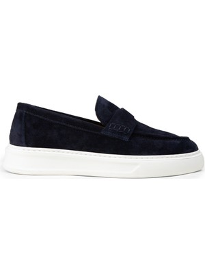 Deery Erkek Hakiki Süet Lacivert Loafer Ayakkabı - 02043MLCVP01