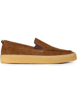 Deery Erkek Hakiki Süet Taba Rengi Slip-On Ayakkabı - 02047MTBAC01