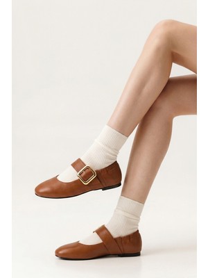 Ziya, Kadın Hakiki Deri Babet 1611022Z2759 Tan