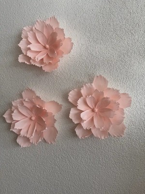 Maison Avf 3'lü Set Soft Pembe Italyan Krapon Kağıt Duvar Dekorasyonu Duvar Süsü - 30CM