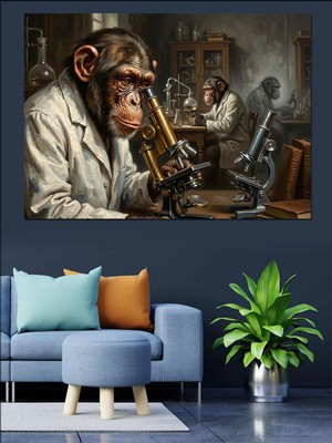 Özgürce Laboratuvar Mikroskop Temalı Sanat Dekoratif Kanvas ve Ahşap Tablo