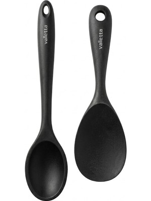Valletta Ikili Spatula Seti Pilav ve Servis Kaşığı Siyah