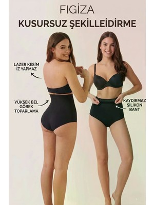 Figiza Lazer Kesim Yüksek Bel Slip Korse Iz Yapmayan Dikişsiz Göbek Bel Basen Toparlayıcı Kaydırmaz Korse