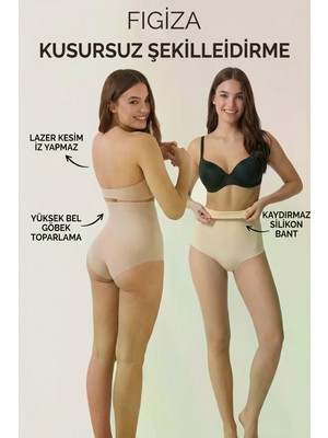 Figiza Lazer Kesim Yüksek Bel Slip Korse Iz Yapmayan Dikişsiz Göbek Bel Basen Toparlayıcı Kaydırmaz Korse