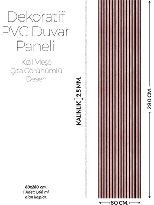 Brano 60X280 Duvar Paneli Lambiri Desen ,salon,duvar,tv Ünitesi-Vişne Çürüğü ,siyah