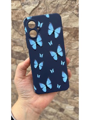 Vip Case Omix X5 Uyumlu Mavi Kelebek Desenli Silikon Darbe Emici Klasik Korumalı Rubber Kılıf 277