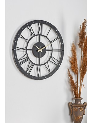 Muyika Design Muyika Romano Metal Siyah Oval Duvar Saati 41X41 Cm Mds-41 Sessiz Mekanizma Modern Tasarım