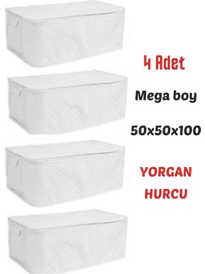AY Home  4 Adet Yorgan Hurcu Düzenleyici Hurç  Yorgan Yastık Elbise Hurcu 100X50 cm Beyaz  Renk  Hurç  Baza Altı Hurcu Yıkanabilinir  Hurç Mega  Boy  Hurç