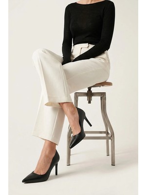 Ziya, Kadın Hakiki Deri Topuklu Ayakkabı 1611059Z1425 Siyah