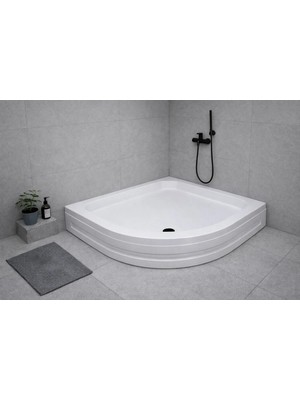 110X110 Oval Panelli ve Ayaklı Akrilik Duş Teknesi