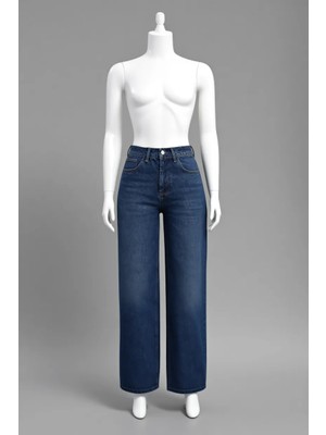 Cedy Denim Kadın Palazzo Yüksek Bel Rahat Kalıp Likrasız Kumaş Jean Pantolon