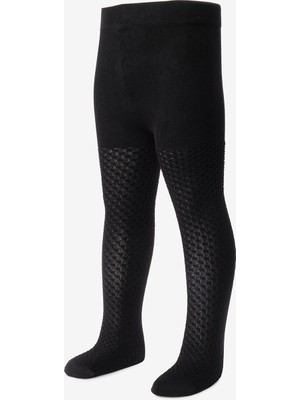 Le Mabelle Siyah Gofre Desen Kız Çocuk Külotlu Çorap