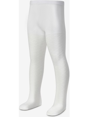 Le Mabelle Beyaz Çiçekli Ajur Desenli Kız Çocuk Külotlu Çorap