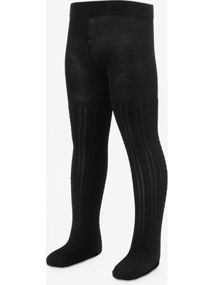 Le Mabelle Siyah Örgü Desen Kız Çocuk Külotlu Çorap