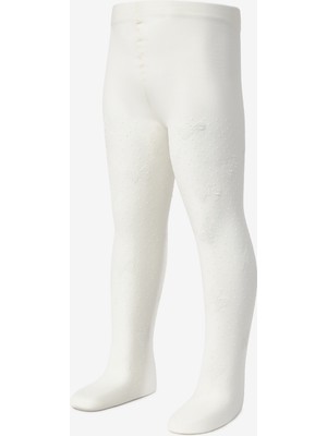 Le Mabelle Ekru Puanlı ve Kelebek Desenli Kız Çocuk Külotlu Çorap