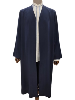 Akıncı Tekstil Buhara Yaka Lacivert Cübbe - Krep Kumaş Namaz Cübbesi