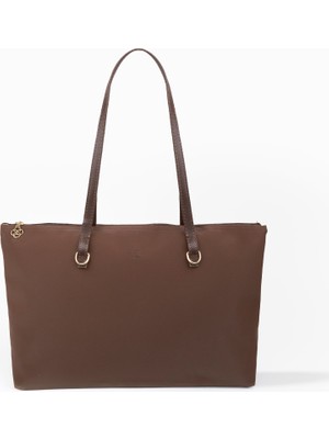 SHAKA Kahve Rengi SHK272 Fermuarlı,astarlı,shopper El,kol ve Omuz Çanta