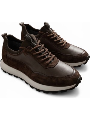 Zueofficial Erkek Kahverengi Günlük Sneaker – Süet & Deri Detaylı, Kalın Taban, Rahat ve Şık Spor Ayakkabı