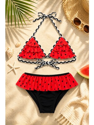 Beniizle Puan Desenli Kız Çocuk Bikini Takımı