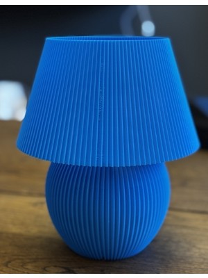 3D Baskı Zamanı Minimalist Ribbed Tasarım Abajur - Şık Mavi Ambiyans Lambası - Retro Masaüstü Aydınlatma