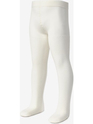 Le Mabelle Ekru Zigzak Desenli Kız Çocuk Külotlu Çorap