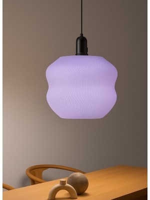 3D Baskı Zamanı Dalgalı Tasarım Modern Avize - Estetik Mor Sarkıt Lamba - 3D Baskı Ev Dekorasyonu