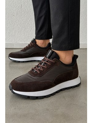 Zueofficial Erkek Kahverengi Günlük Sneaker – Süet & Deri Detaylı, Kalın Taban, Rahat ve Şık Spor Ayakkabı