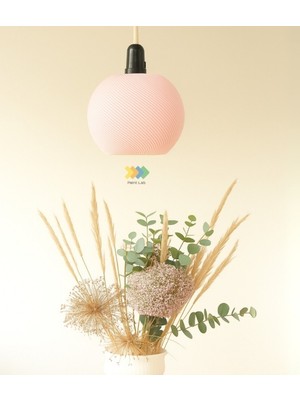 3D Baskı Zamanı Modern Pembe Spiral Avize - Estetik Küre Sarkıt Lamba - Bebek ve Genç Odası Dekorasyon