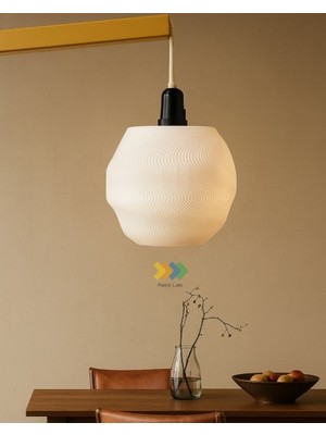 3D Baskı Zamanı Modern Dalgalı Küre Avize - Minimalist Iskandinav Aydınlatma - Estetik Beyaz Sarkıt Lamba