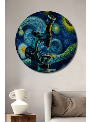 Özgürce Yıldızlı Gece Ahşap Mdf Dekoratif Yuvarlak Duvar Tablosu