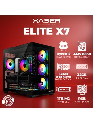 Xaser Elite X7 Ryzen 5 7500F 32GB Ddr5 Ram 1tb M.2 Nvme SSD 12GB RTX5070 Masaüstü Oyuncu Bilgisayarı