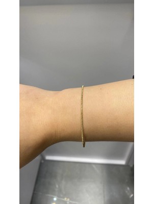 Güzide Kuyumcu 14 Ayar Altın Gold Hediyelik Mini Dorikalı Kelepçe Bileklik 1219