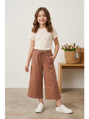 Miniğimin Cicileri Basic Kapri Kız Çocuk Oversize Alt - Kahverengi