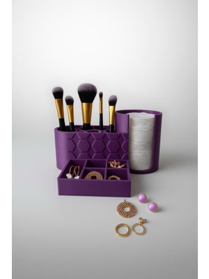 My Craft 3D Makyaj Organizer Çok Bölmeli | Pamukluk + Fırçalık + Takı Düzenleyici Masa Üstü Organizer
