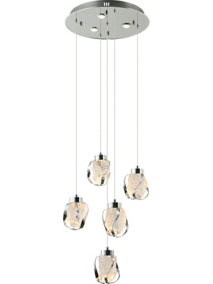 Lucea Mossen 5 Lı Ledlı Krom Sarkıt 35W+9W 3000K
