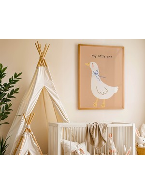 Pegziz Çocuk Odası Ördek Temalı Duvar Tablosu Doğal Ahşap Çerçeveli Duvar Tablosu